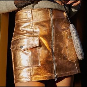 UO Parker Metallic zipper mini skirt
